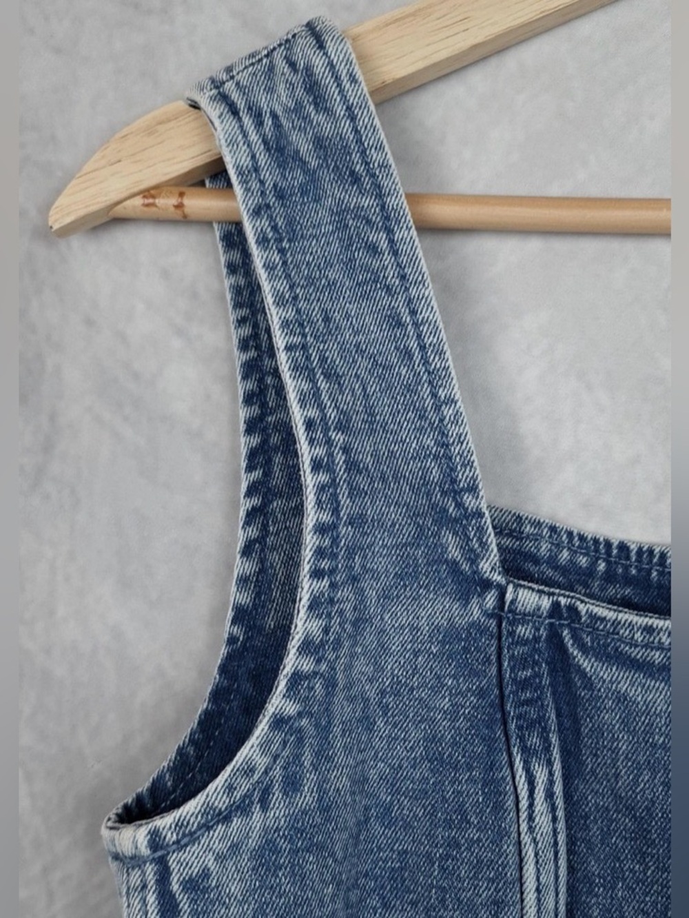 Abercrombie & Fitch Dress Womens XL Blue Denim Colomn Bodycon Midi Square Neck - Picture 12 of 13